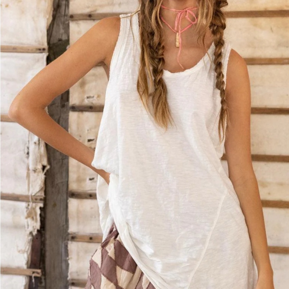 Magnolia Pearl Cream Asymmetrical Sleeveless Tank Top